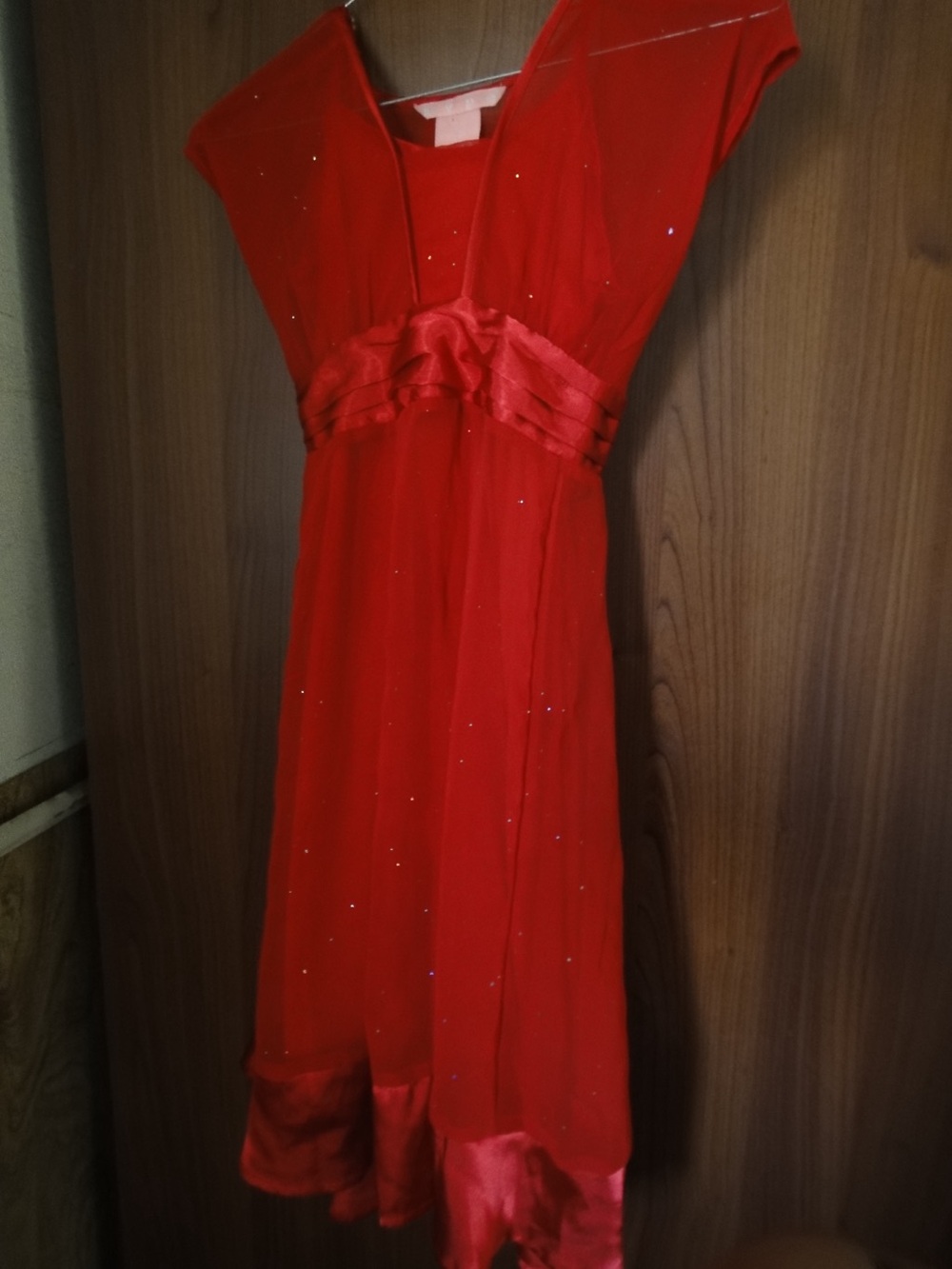 Hype Red Sparkle Satin Trim Girls' Dress